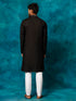Vastramay Men's Black And White Cotton Blend Kurta Pyjama Set